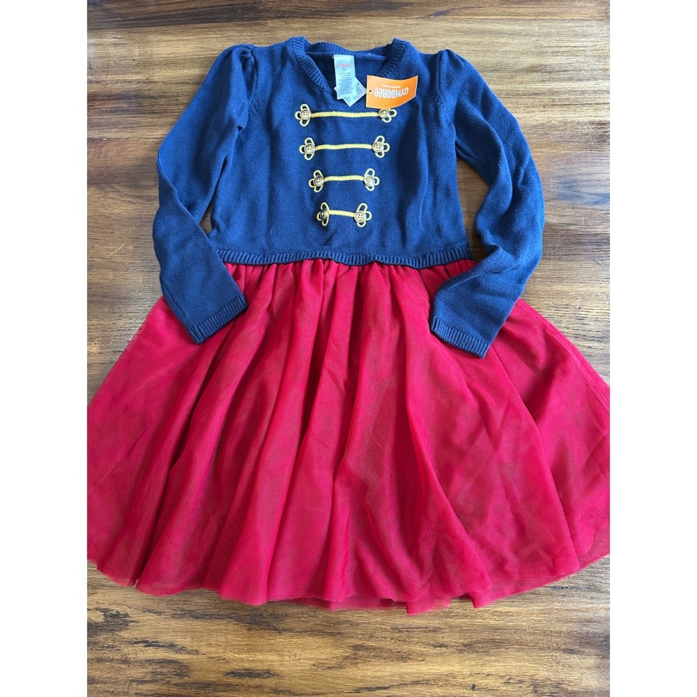 Gymboree Girls Nutcracker Toy Soldier Tulle Dress Navy Blue Red Holiday Size 10